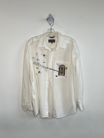 Bugatchi Uomo Jukebox Embroidered Long-Sleeve Button Up Shirt (XL)