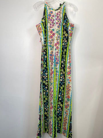 Vintage Belinda Halter Top Maxi Floral Dress (M)