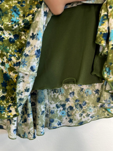 Retro Lily Floral Mini Godet Skirt (S)
