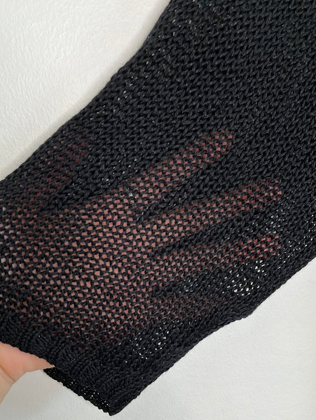T. Babaton Linen-Silk Blend Crocheted 3/4 Sleeve Top (XS)