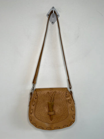 Handmade Leather with Horn Clasp Crossbody Bag