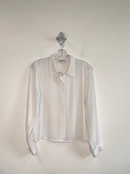 Retro D’Allairds Front Pleat Embroidered Placket Blouse