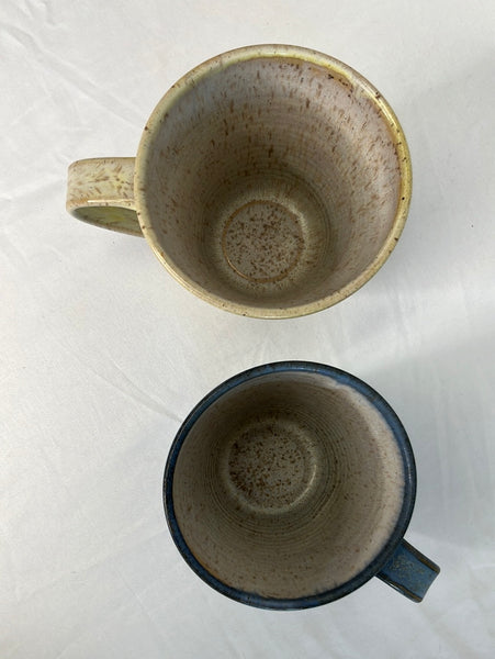 Set of 2 Stoneware Ceramic Leaf/Dragonfly Mugs