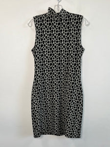Retro X:S Semi-Sheer Leopard Print Mock Neck Sheath Dress (M)