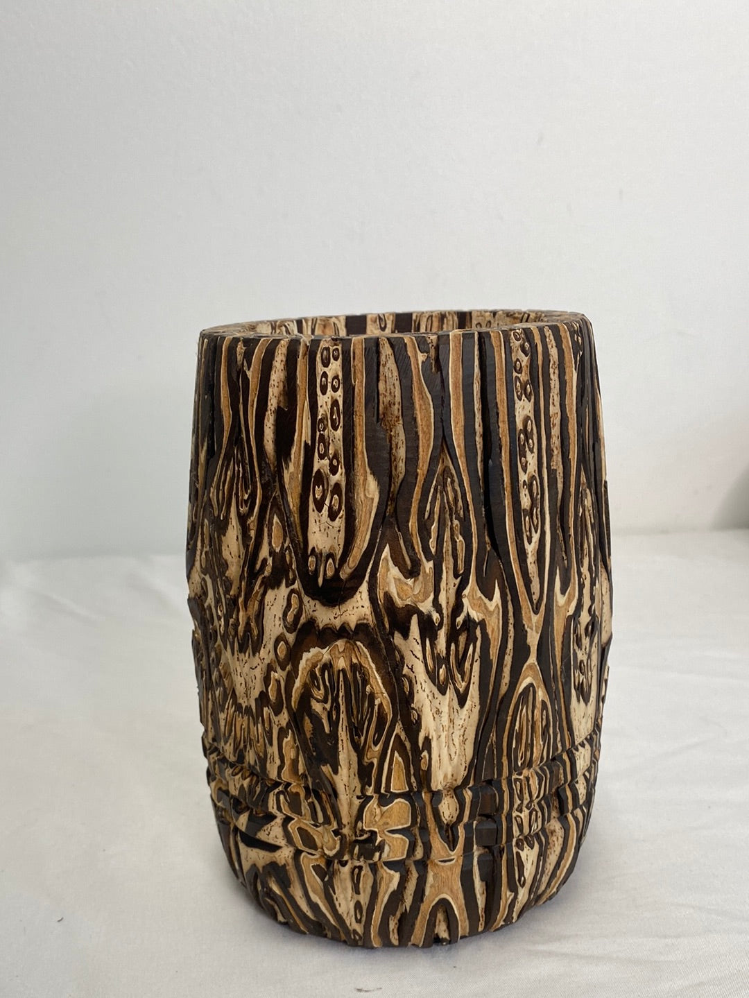 Vintage New Zealand Mamuka Ponga Tree Fern Wood Vase
