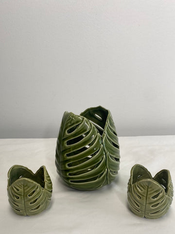 Set Of 3 Ceramic Candle Holders