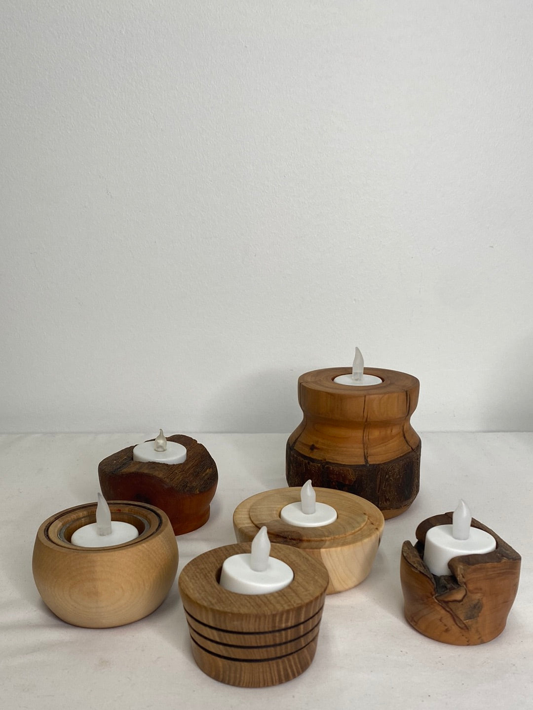Set Of 6 Wooden Candleholders | Signed By Delmar Epp
