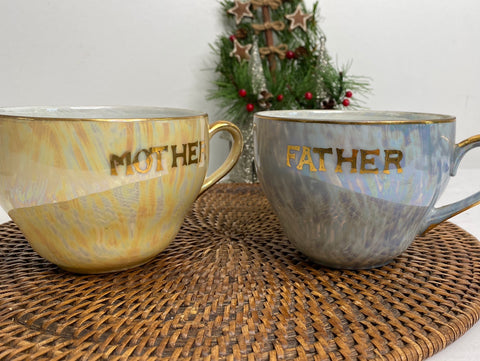 Set of 2 Retro Porcelain Mugs