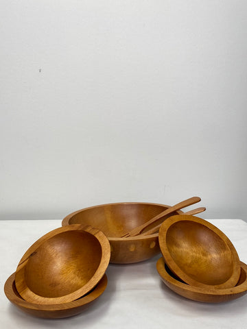 Vintage Baribocraft Wooden Salad Bowl Set
