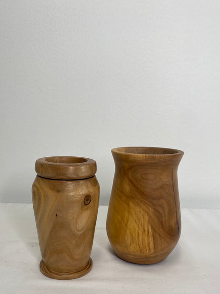 Set Of 2 Wooden Vase | Signed By Delmer Epp